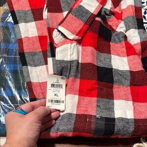 Club Room Red, Black, and White Plaid Flannel Shirt